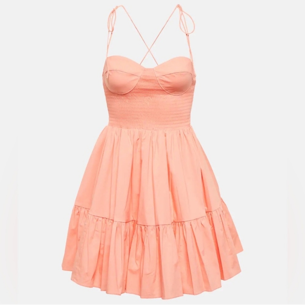 Staud landry mini dress pink grapefruit xs NWT